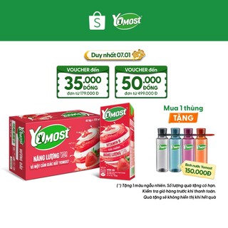  Thùng 48 Hộp Sữa Chua Lên Men Tự Nhiên Yomost Vị Dâu  170ml Hộp  