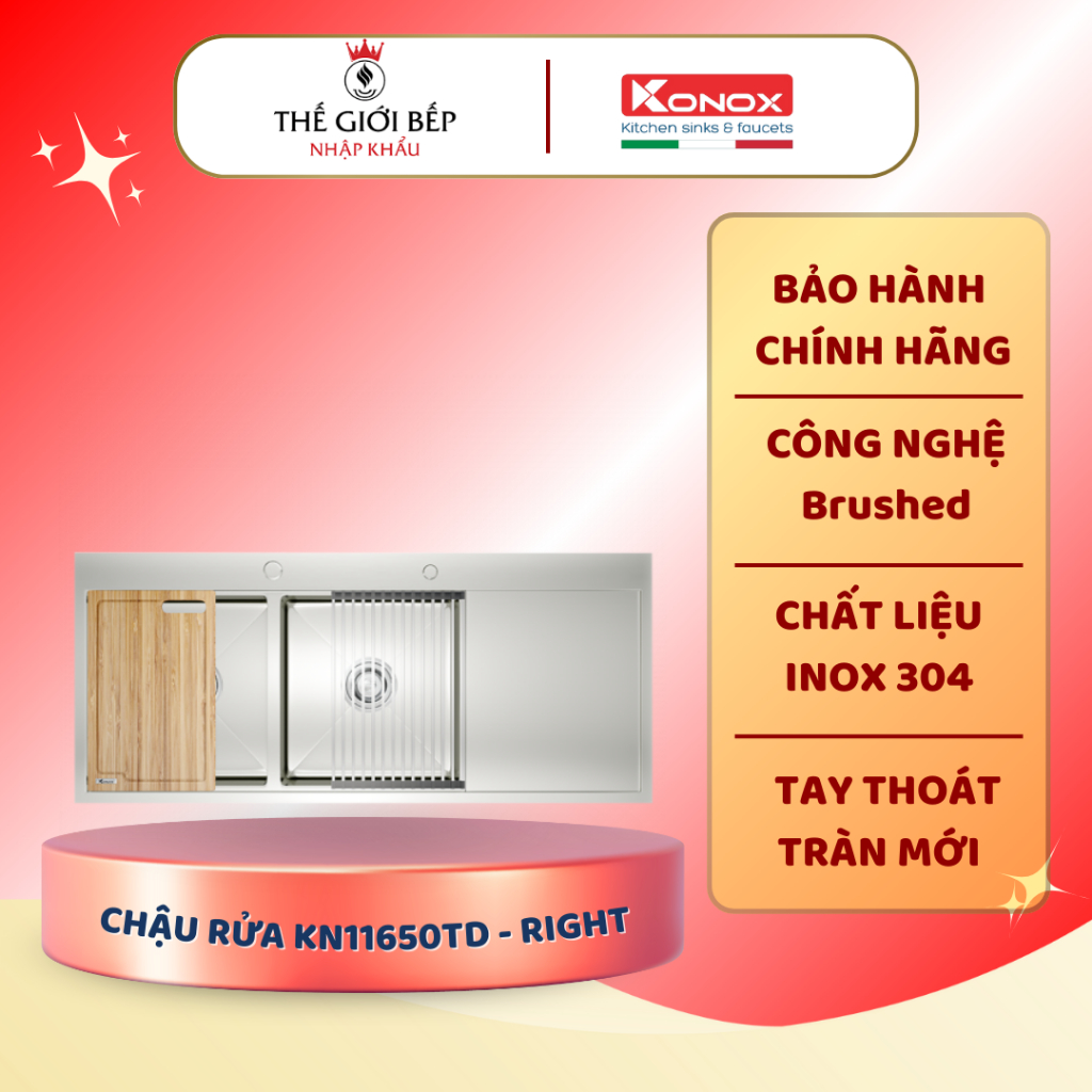 Konox KN11650TD Workstation Sink – Chậu rửa bát tiện nghi, sang trọng