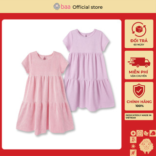  Đầm bé gái thun gân thêu họa tiết mát mềm mại an toàn cho da   1 - 10 tuổi   Baababy AD81N 