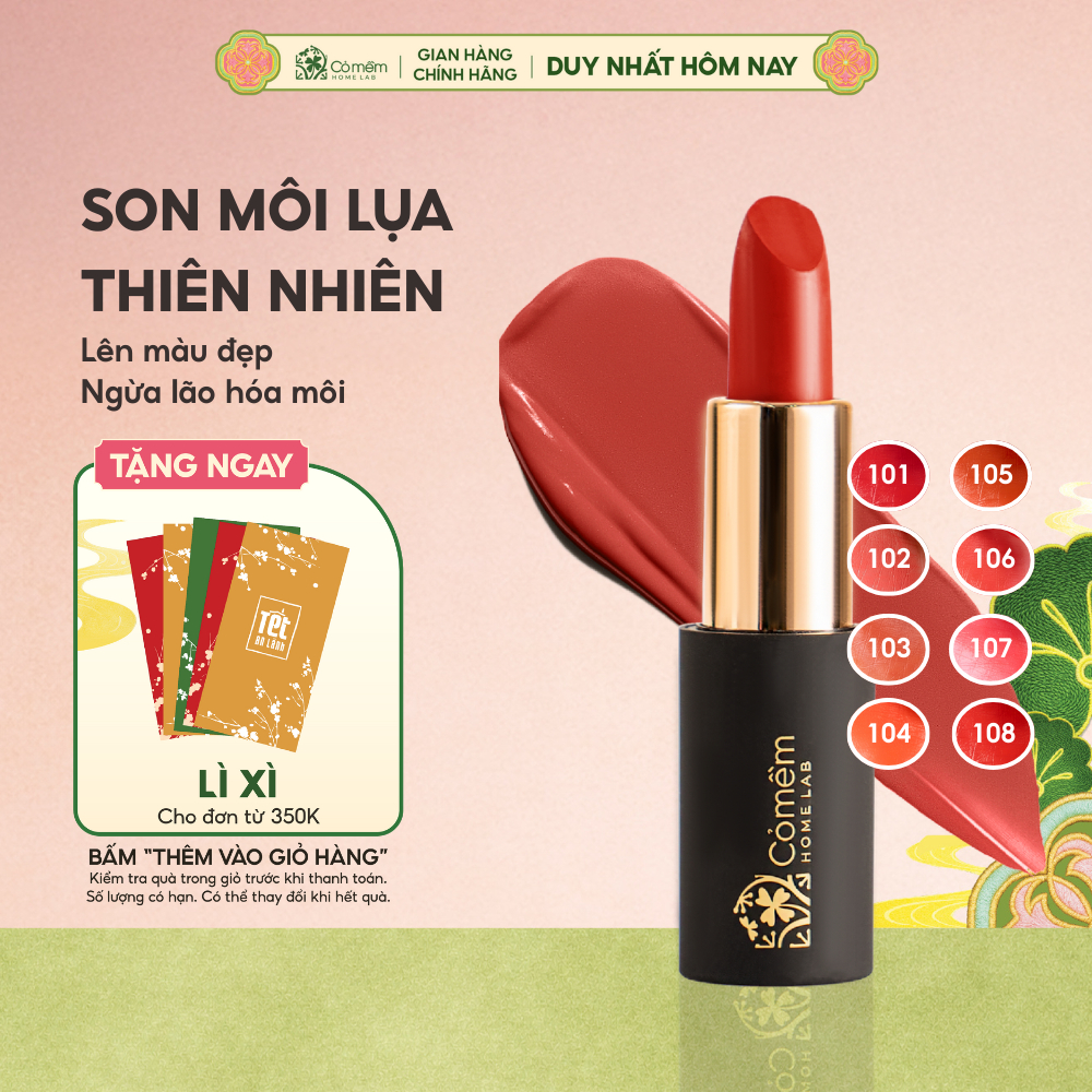  Son Môi Lụa Thành Phần Thiên Nhiên Bảng Màu Đẹp Đa Dạng Cỏ Mềm 4g 