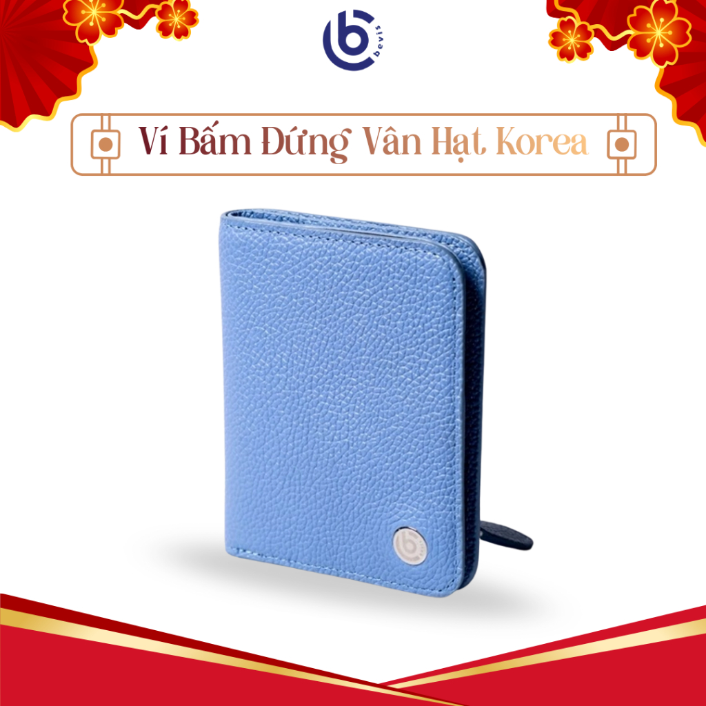 Ví Bấm Đứng Bevis Da Nhập Khẩu Vân Hạt Korea Sang Trọng VBAM-M1-XD-04