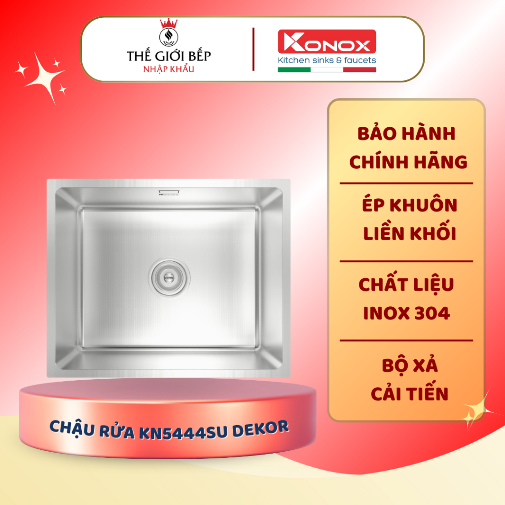 Chậu rửa bát Konox KN5444SU – Thiết kế Dekor sang trọng cho bếp