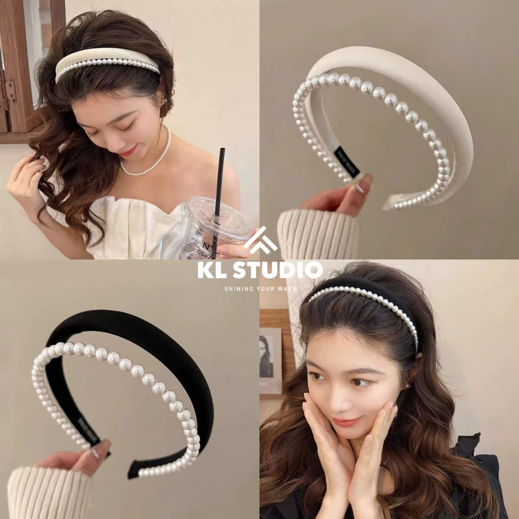 Băng đô kép KL.STUDIO ngọc trai pastel nữ tính sang trọng - HB16