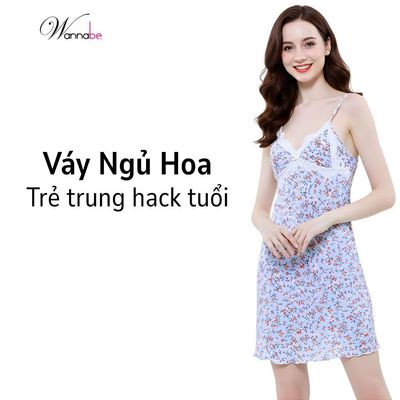Váy ngủ lụa WANNABE đầm ngủ 2 dây nhúng phồng cúp phối ren Nhật mềm hack vòng 1 tạo sự đầy đặn DNS93