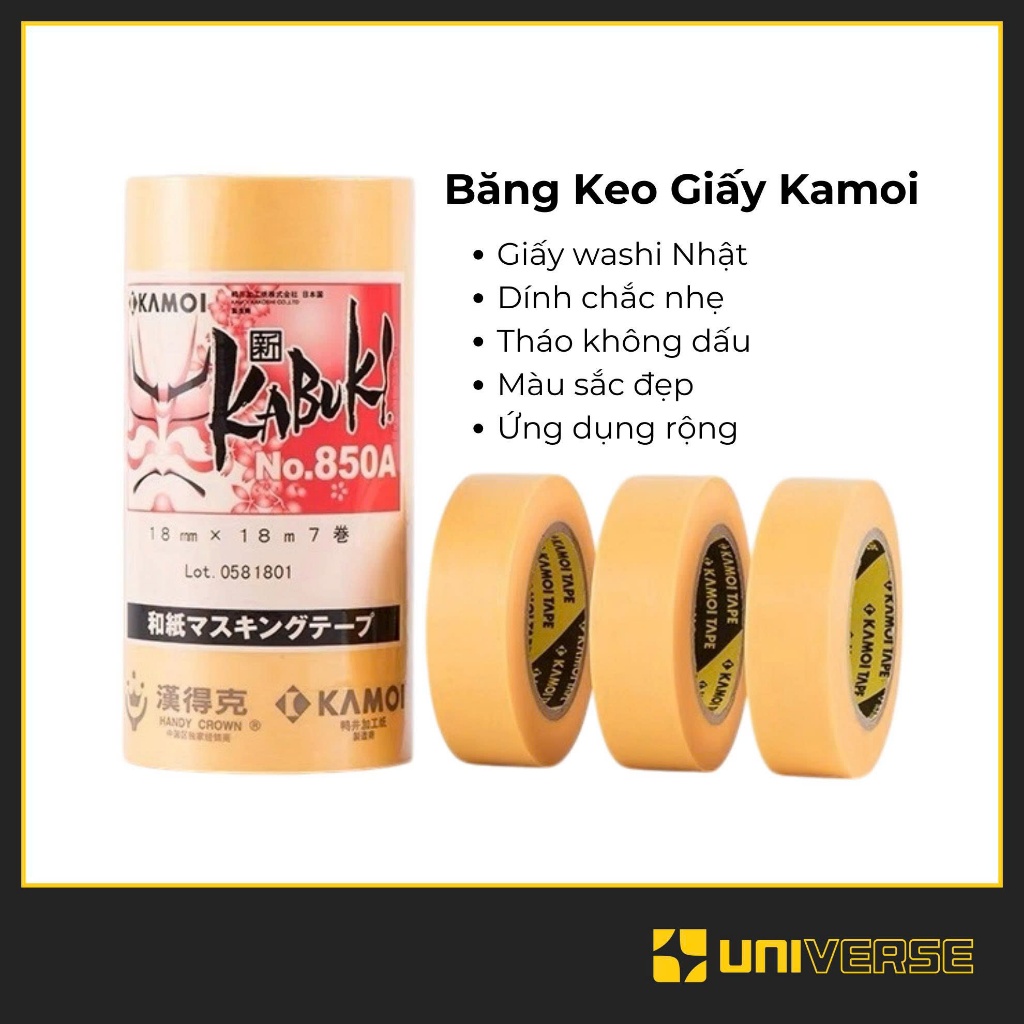Băng keo giấy Kamoi | masking tape | băng keo giấy tape mod cho bàn phím cơ | không để lại vết keo s