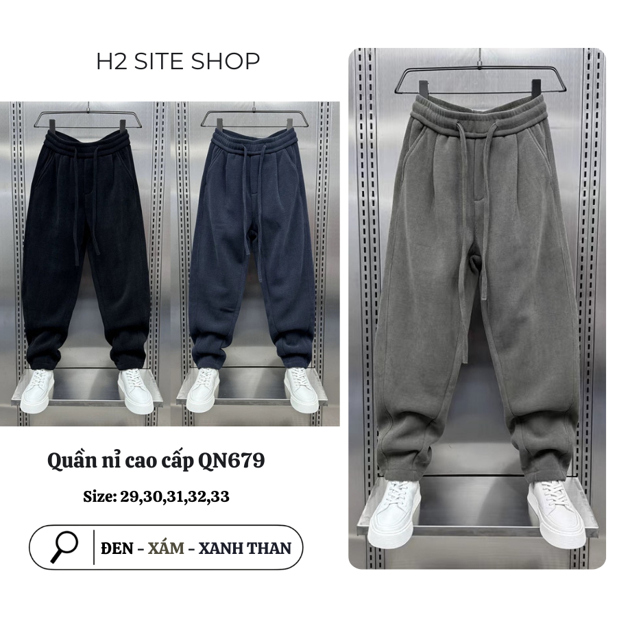 Quần Nỉ Nam Nữ H2 SITE Shop Có Dây Rút Dáng Rộng Basic Phong Cách Hàn Quốc - QN679