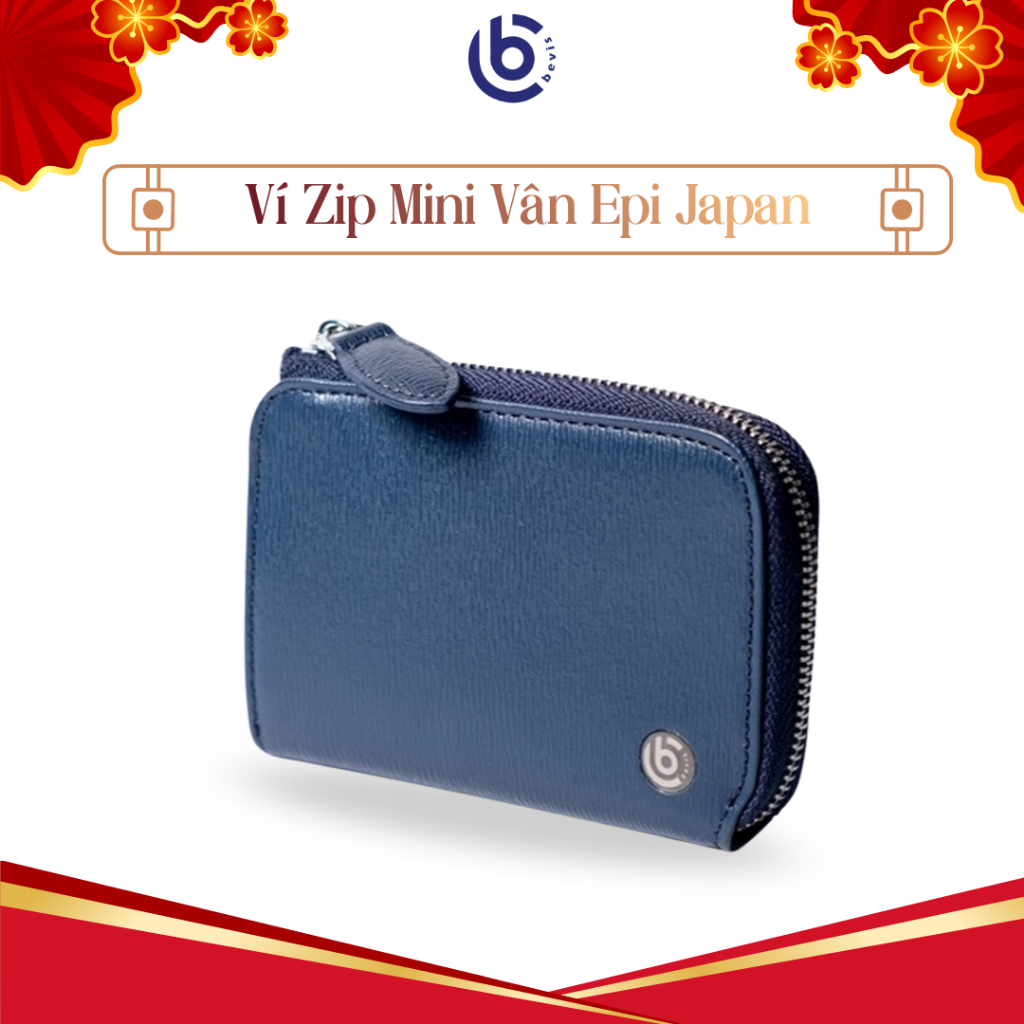 Ví Da Nhập Khẩu Bevis Zip Mini Vân Epi Japan Unisex Nam Nữ Sang Trọng  VKEO-EP-X-02
