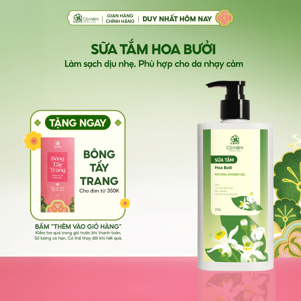  Sữa tắm Hoa Bưởi Làm Sạch Dịu Nhẹ Dưỡng Ẩm Sáng Da Cỏ Mềm 350g 