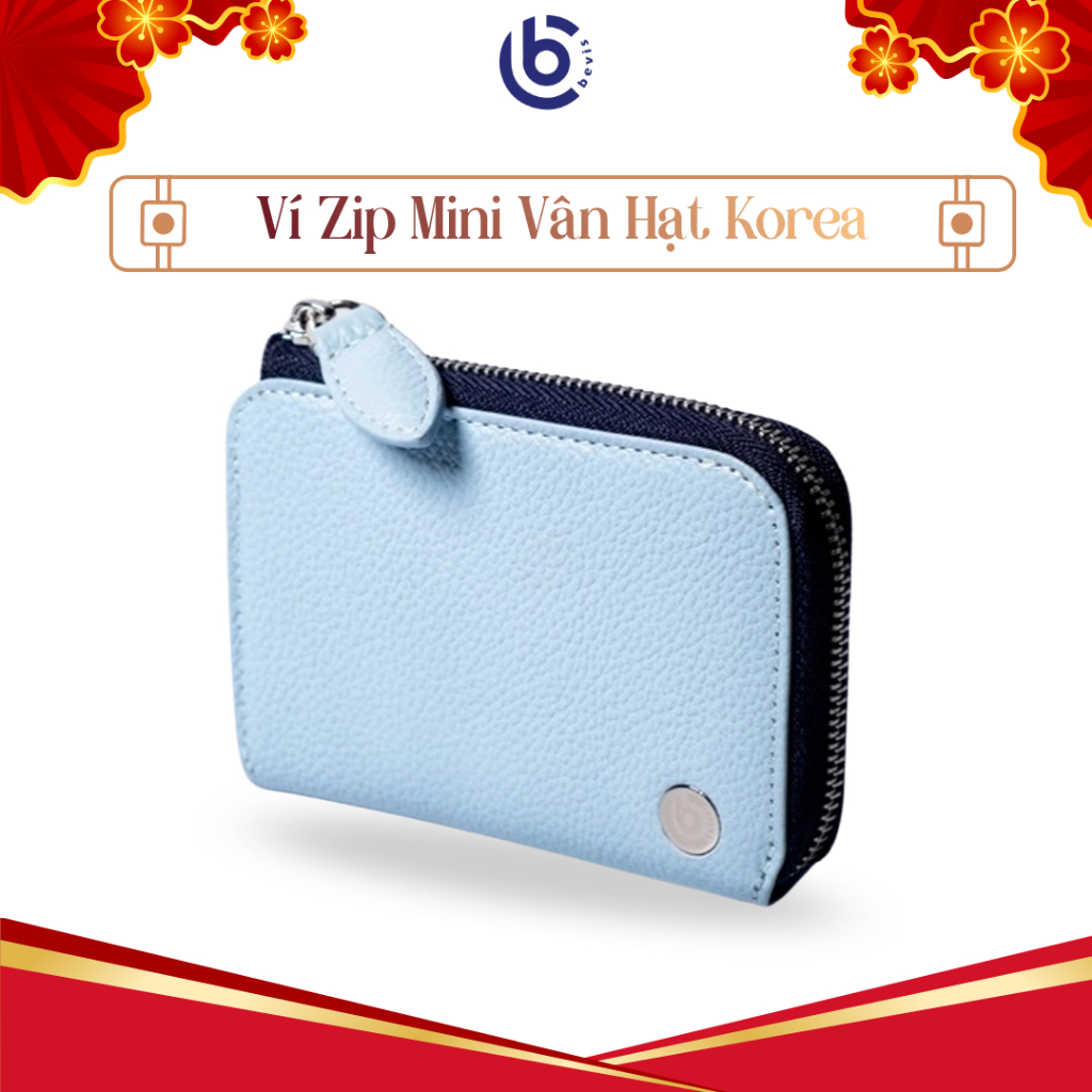 Ví Bevis Zip Mini Da Vân Hạt Korea Sang Trọng VKEO-M1-XL-03