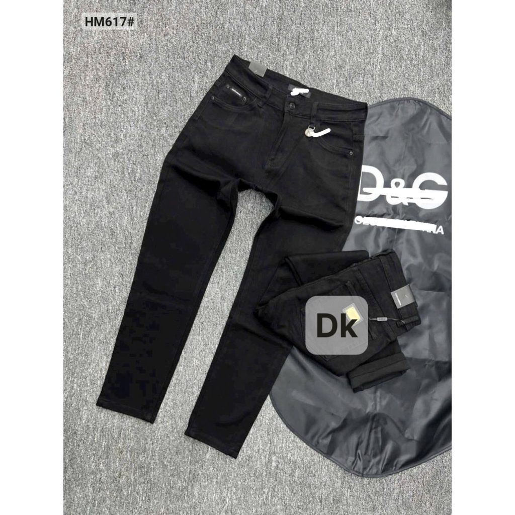 quần bò nam Dk boutique màu đen trơn hoạ tiết điểm nhấn túi sau đẹp chất vải dầy mềm co dãn nhẹ giữ 
