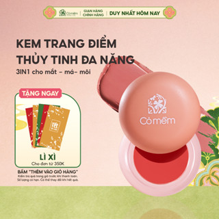  Kem Trang Điểm Thuỷ Tinh 3in1 Tích Hợp Phấn Má Phấn Mắt Son Môi Bền Màu Bắt Sáng Lên Màu Tự Nhiên Cỏ Mềm 5g 