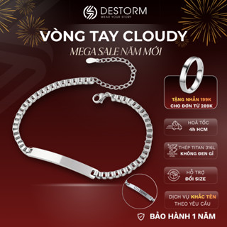  Vòng tay nam nữ Destorm Cloudy Vòng tay đôi - Khắc tên thời trang Unisex Thép không gỉ Có hộp quà tặng và túi đựng 