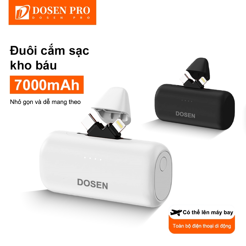 Dosen Pro Mini Power Bank 7000mAh Sạc di động Type-C và phích cắm cho điện thoại/đồng hồ/tai hợp với