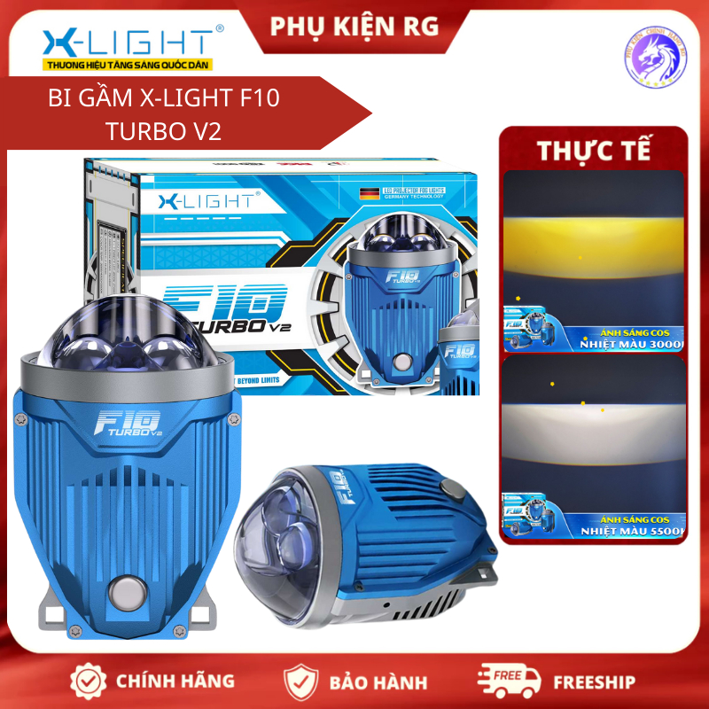 Bi Gầm X-LIGHT F10 TURBO V2 Phiên Bản 2026, Công Suất 45/75W Có Pha Gỉa Lập Laser - Bảo Hành 2 Năm