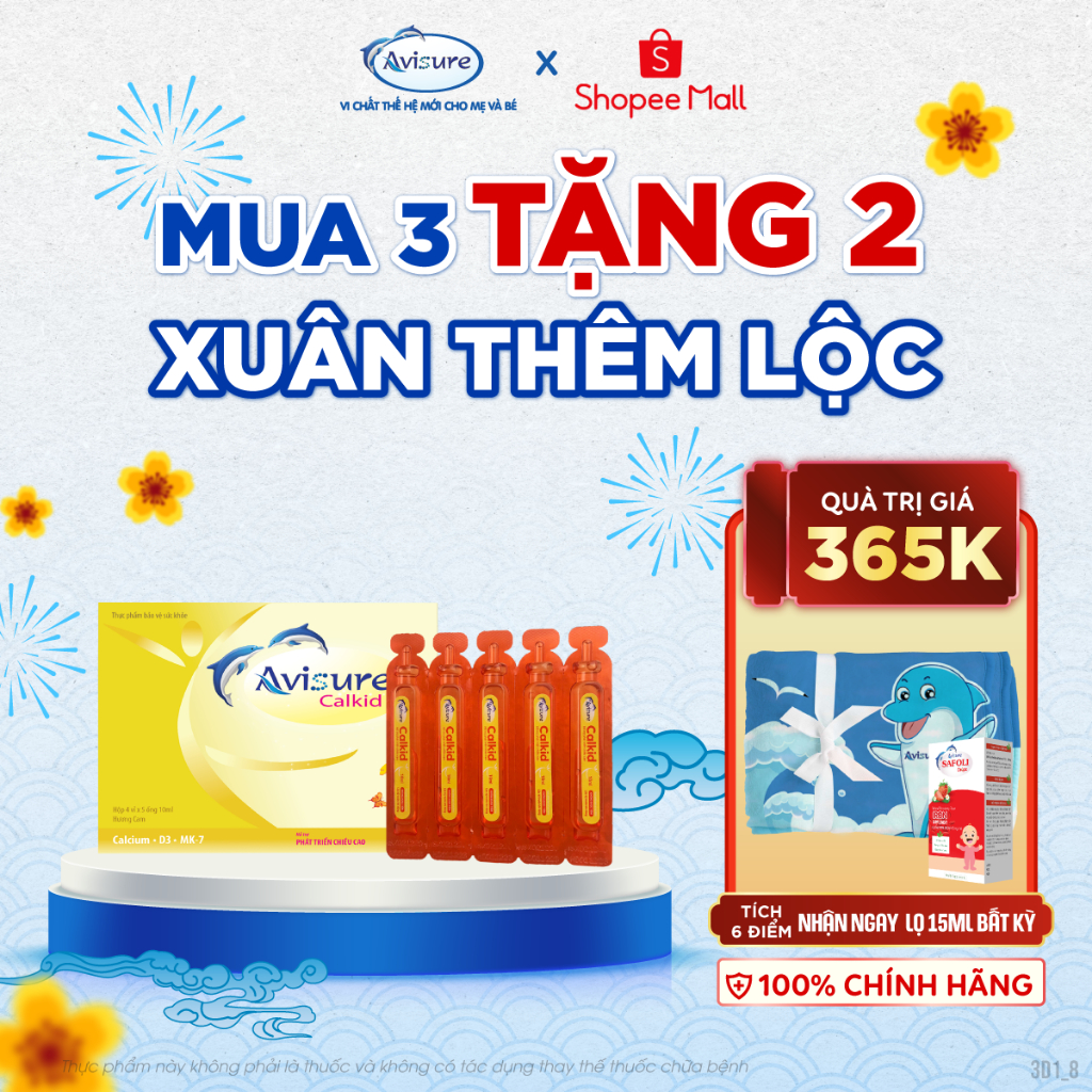 Combo 3 hộp Avisure calkid - Canxi hữu cờ cho bé