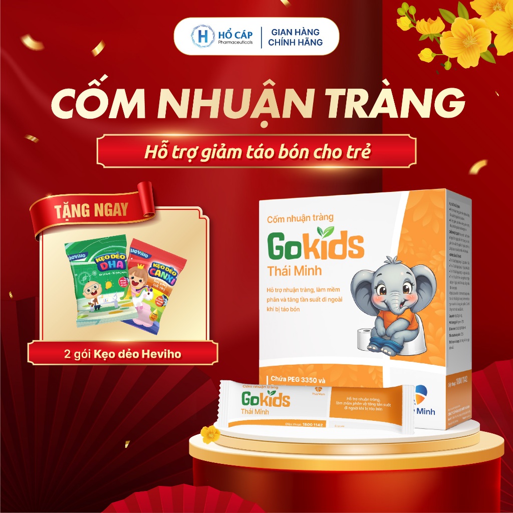 GOKIDS Thái Minh - Cốm nhuận tràng hỗ trợ làm mềm phân và tăng tần suất đi ngoài khi bị táo bón - Hộ