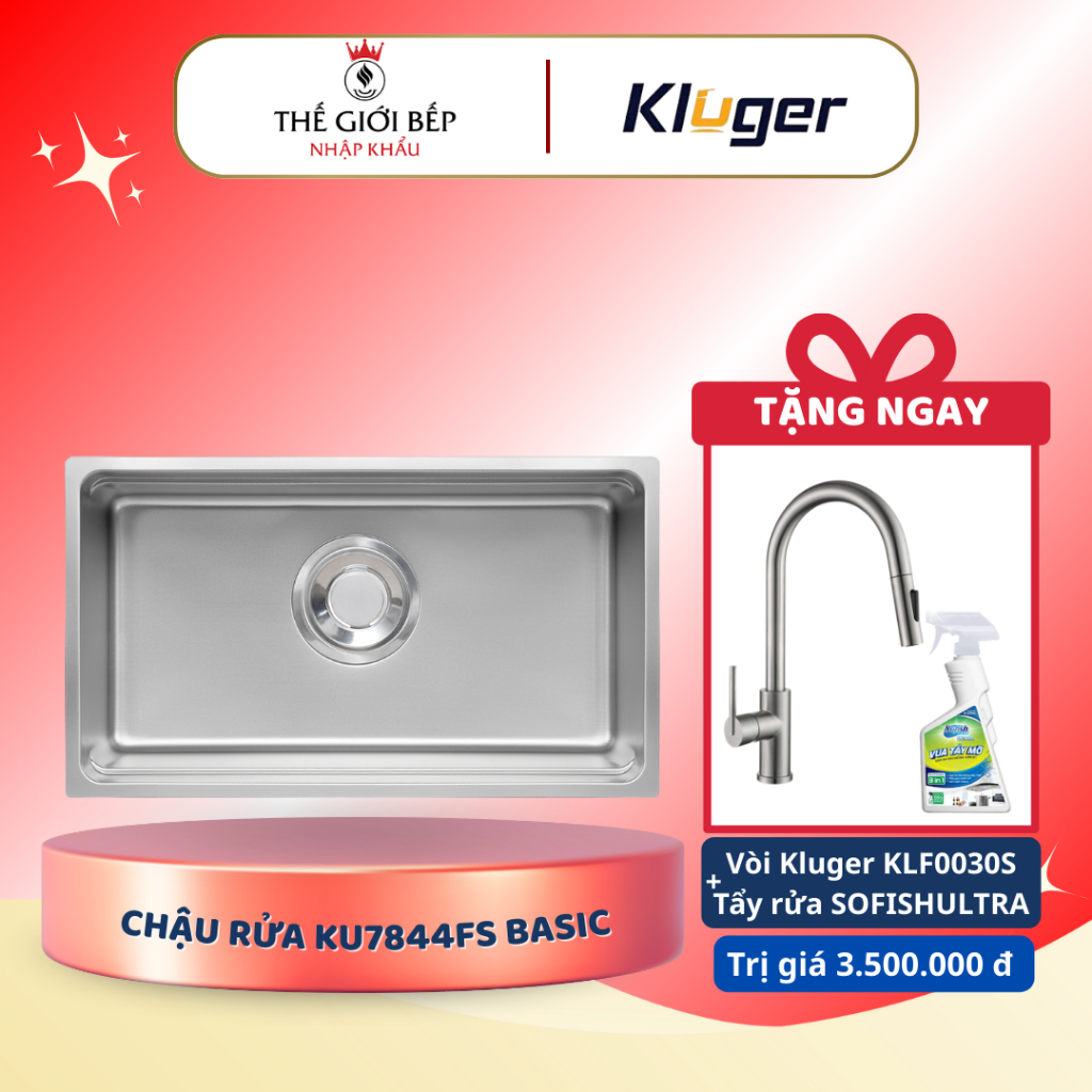 [TẶNG VÒI] Chậu rửa bát Kluger KU7844FS Basic – Nâng tầm không gian bếp Việt