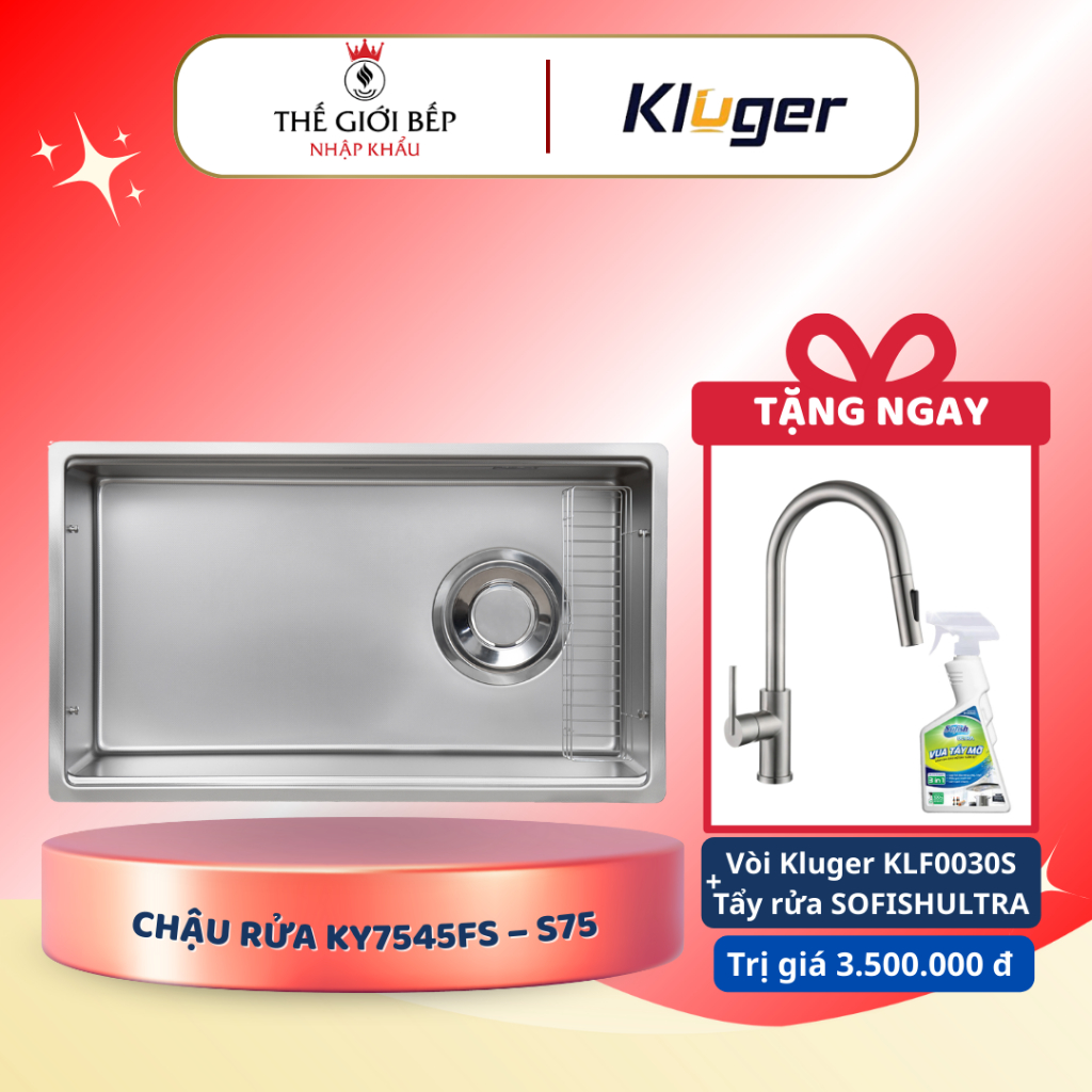 [TẶNG VÒI] Chậu rửa bát Kluger KY7545FS – S75 - Cao Cấp, Chống Ố, Dễ Lau Chùi