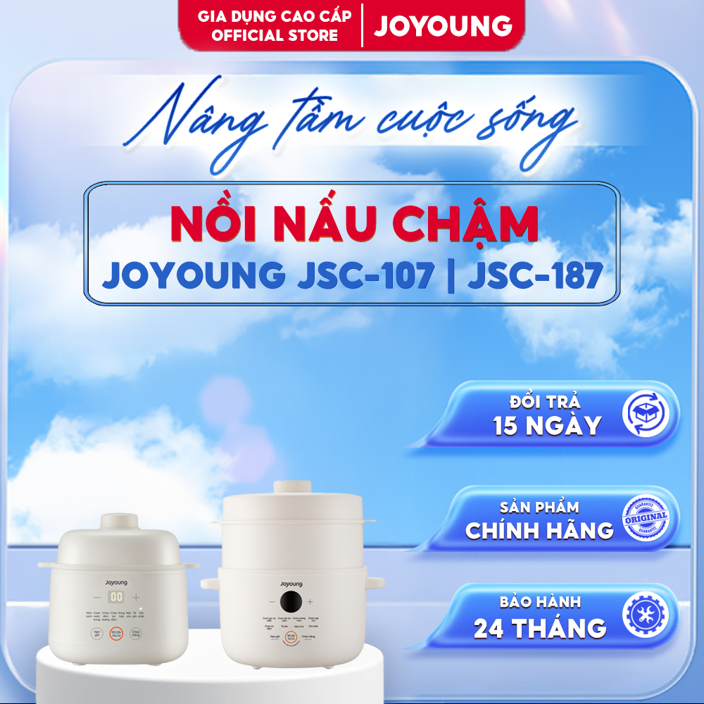 Nồi Nấu Chậm Joyoung JSC-107 (1L 1 Thố Sứ) | JSC-187 (1.8L 3 Thố Sứ) - Đa Chế Độ, Bảo Hành Chính Hãn