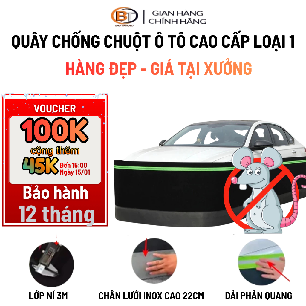 Quây Chống Chuột Ô Tô, Lưới chống chuột xe ô tô chân inox 304tặng kèm ổ khóa,dây cáp đầy đủ size cho