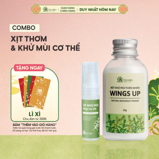  Combo Bột Khử Mùi Wings Up Và Xịt Cơ Thể Khử Mùi Hôi Kháng Khuẩn Cỏ Mềm 