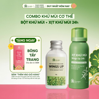  Combo khử mùi cơ thể bột khử mùi và xịt khử mùi Wings Up 24h giảm tiết mồ hôi ngăn ngừa vi khuẩn gây mùi Cỏ Mềm 