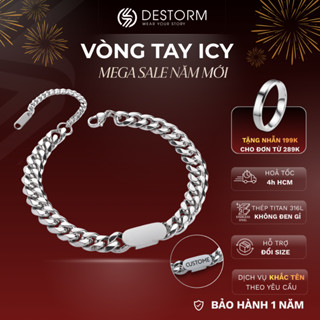  Vòng tay nam nữ Destorm Icy Vòng tay đôi - Khắc tên thời trang Unisex Thép không gỉ Có hộp quà tặng và túi đựng 