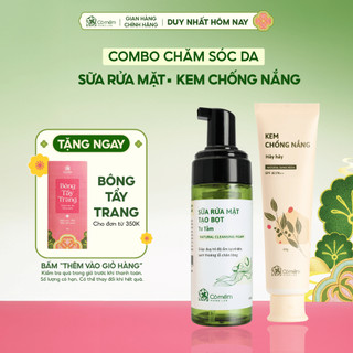   COMBO  Bộ Chăm Sóc Da Gồm Kem Chống Nắng & Sữa Rửa Mặt Tạo Bọt Cỏ Mềm 
