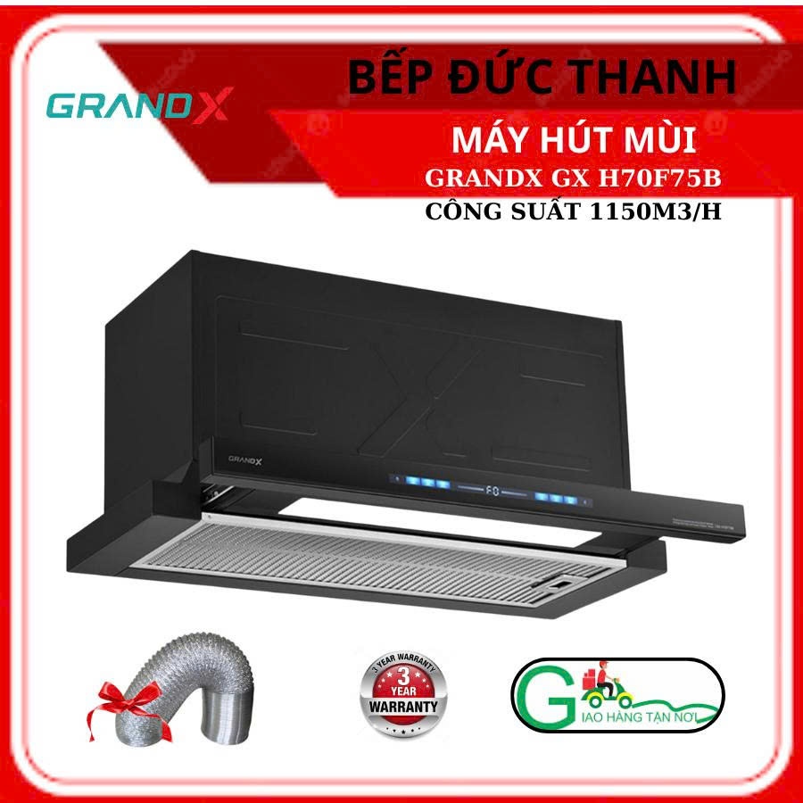 Máy Hút Mùi GRANDX GX H70F75B Cảm Ưng Vẫy Tay, Công Suất Hút 1150m3/h