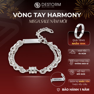  Vòng tay nam nữ Destorm Harmony Vòng tay đôi - Khắc tên thời trang Unisex Thép không gỉ Có hộp quà tặng và túi đựng 