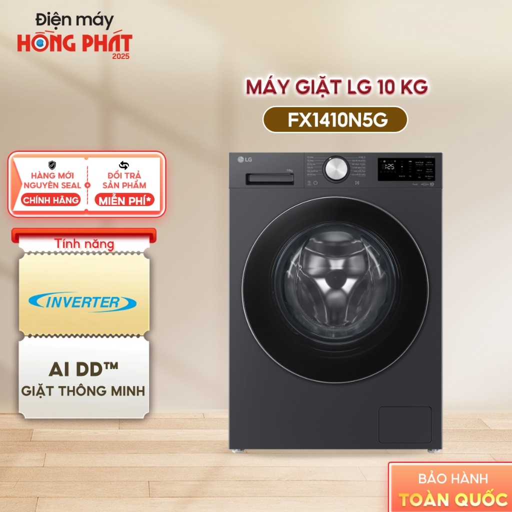 [Giao-Lắp HCM/Cần Thơ] FX1410N5G - Máy Giặt LG Inverter 10Kg - Bảo Hành Chính Hãng