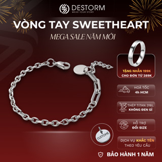  Vòng tay nam nữ Destorm Sweetheart Vòng tay đôi - Khắc tên thời trang Unisex Thép không gỉ Có hộp quà tặng và túi đựng 