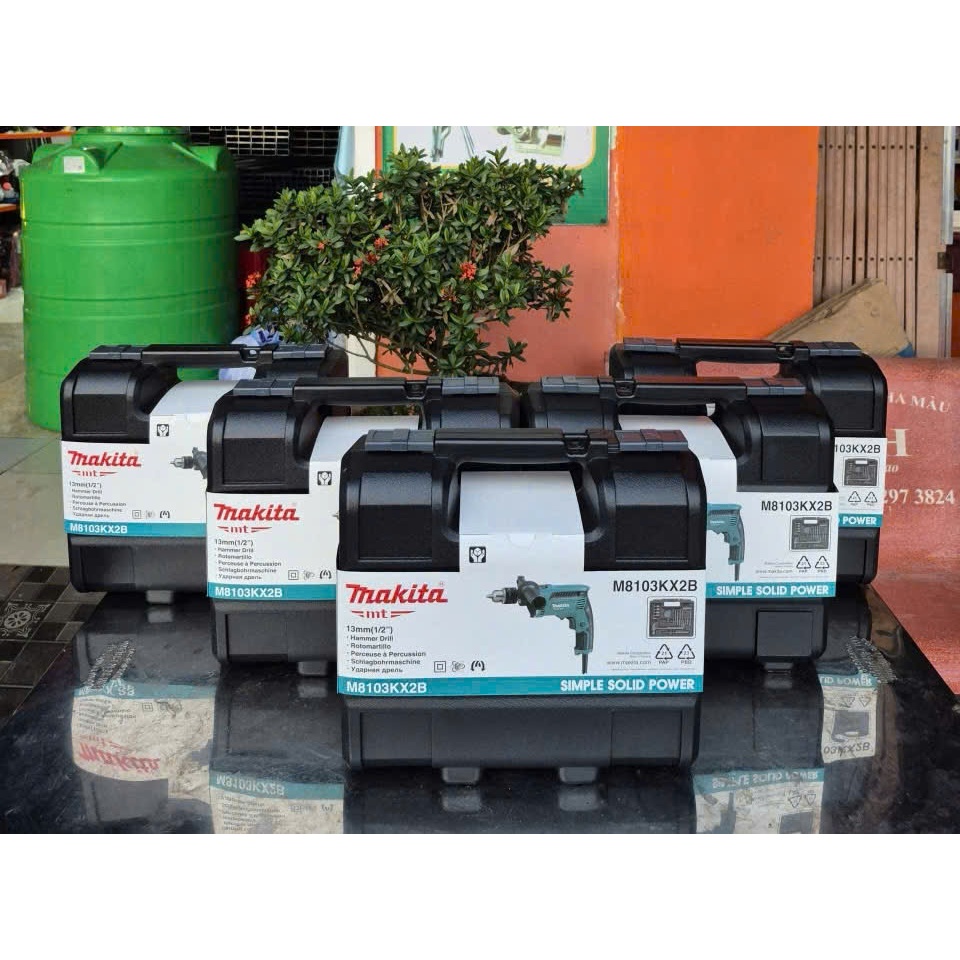 Máy khoan búa 26 phụ kiện Makita 13ly M8103KX2B 430W Thailand