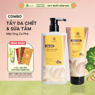  Bộ Đôi Làm Sạch Da Body Sữa Tắm Và Tẩy Da Chết Mật Ong Cà Phê Cỏ Mềm 