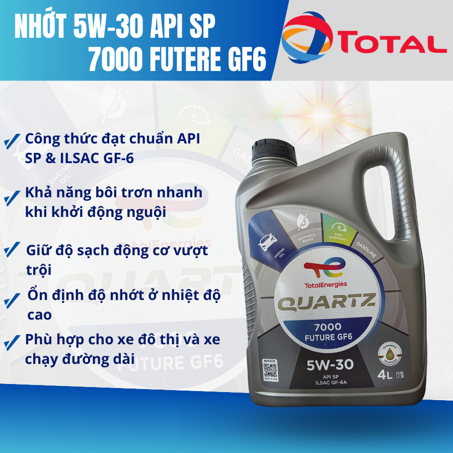 Nhớt Total Quartz 7000 Future GF6 5W-30 API SP – Dầu động cơ ô tô chính hãng