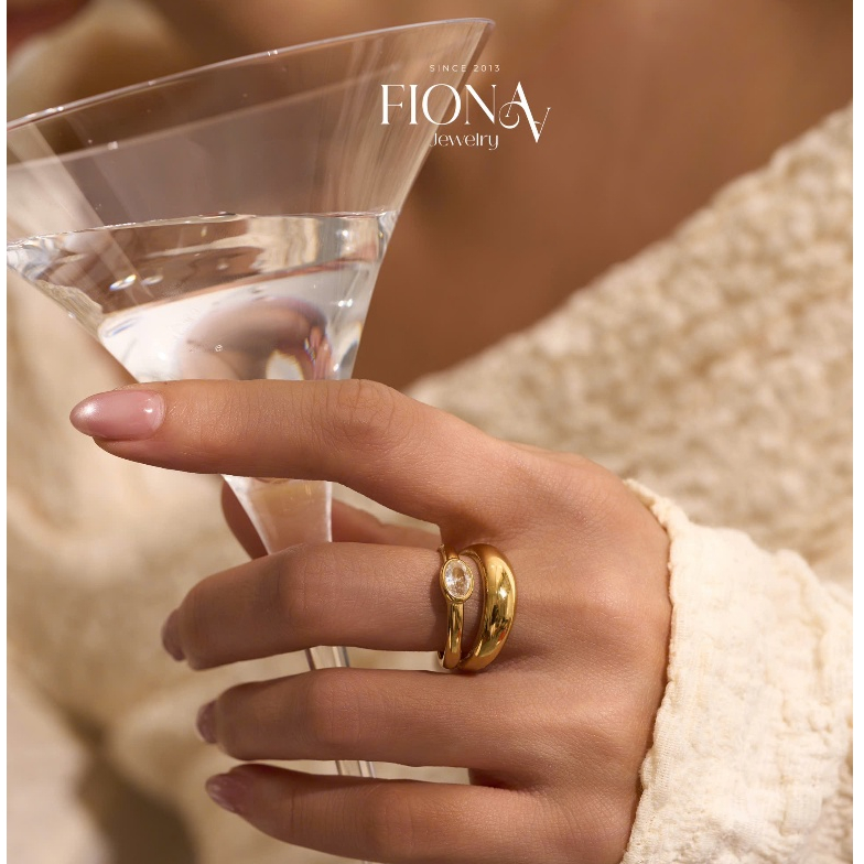 Nhẫn nữ Dual đính đá sang trọng cá tính 2 tầng Fionaa Jewelry