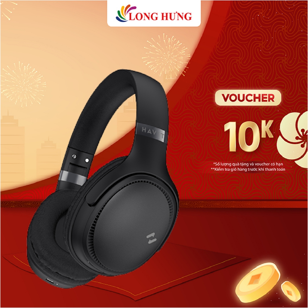 Tai nghe chụp tai Bluetooth Havit H630BT - Hàng chính hãng - Bluetooth v5.3, âm thanh sống động, sử 