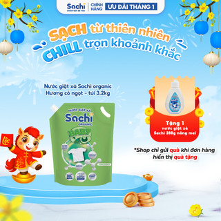  Nước Giặt Xả Cho Bé Sachi Organic Hương Cỏ Ngọt Dịu Nhẹ Làm Sạch Vết Bẩn - Túi 3.2kg 