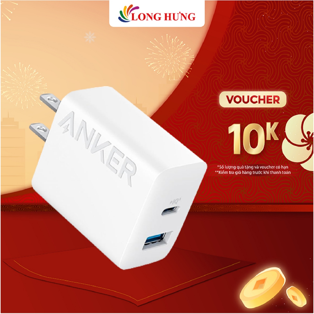 Cốc sạc Anker 1USB 1Type-C 20W A2348 - Hàng chính hãng