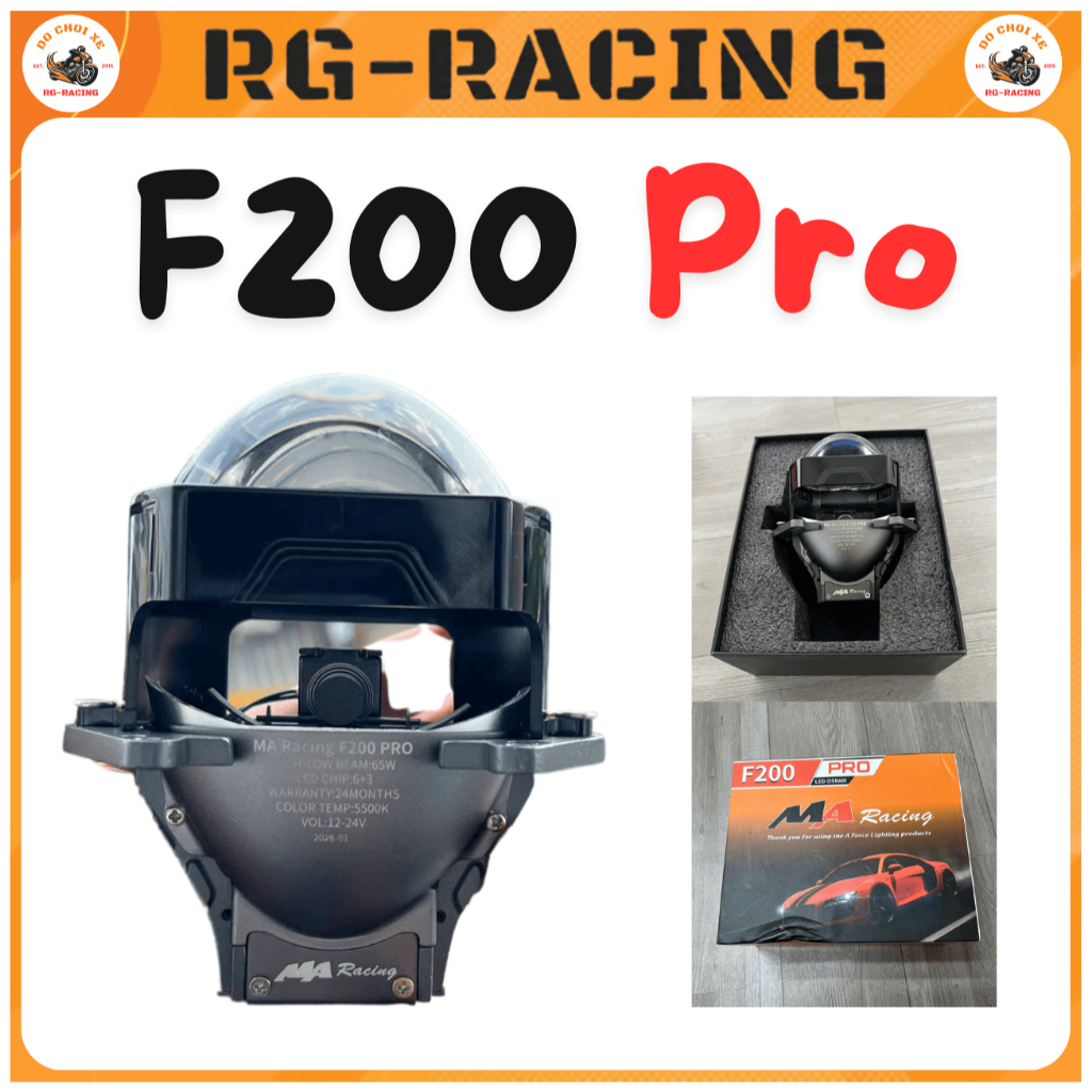Đèn Bi Cầu LED MA Racing F200 Pro 65W Chip 6+3 5500K 12–24V