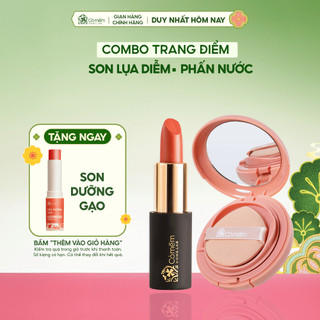  Combo Trang Điểm Tự Nhiên Son Lụa Diễm Và Phấn Nước Thuỷ Tinh Cỏ Mềm 