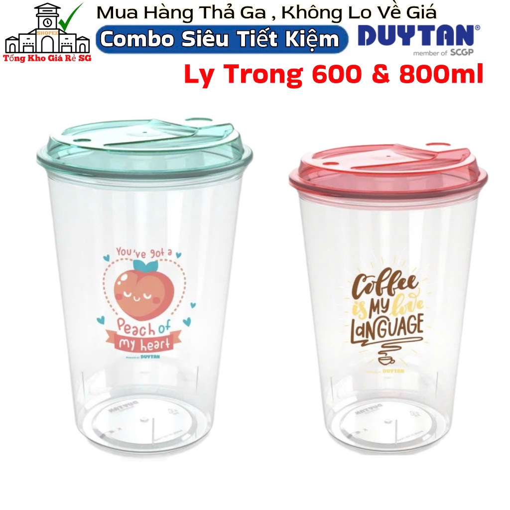 💥COMBO SIÊU TIẾT KIỆM , LY TRONG 600 & 800ml DUY TÂN,Nhựa PP CHÍNH HÃNG 💥