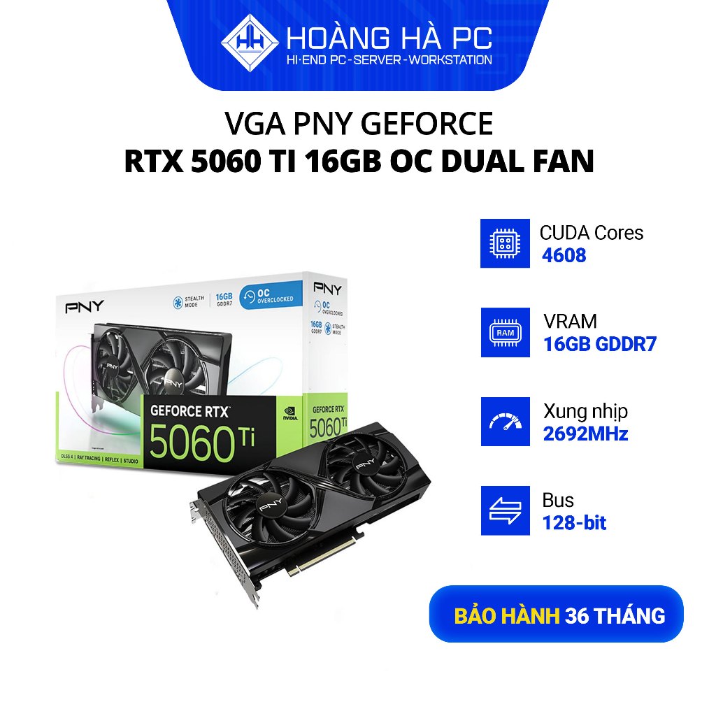 VGA PNY GEFORCE RTX 5060 Ti 16GB OC DUAL FAN