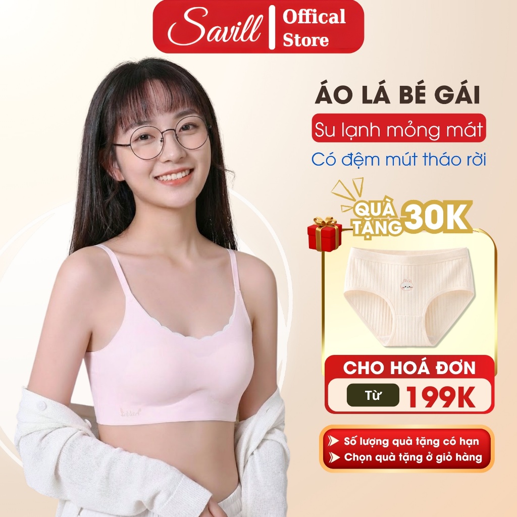 [ BST 2026 ] Áo Lá Bé Gái Có Mút Ngực Mỏng Nhẹ - Áo Lót Nữ Học Sinh Chất Su Mát Mịn Không Gây Hằn SAVILL B7133