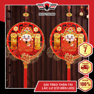   Có Đèn  Dải Treo Ông Thần Tài Lắc Đầu Có Đèn Led Dây Treo Thần Tài Lắc Lư Phúc Lộc Thọ Tết 2026 38x38cm - Huy Tưởng 