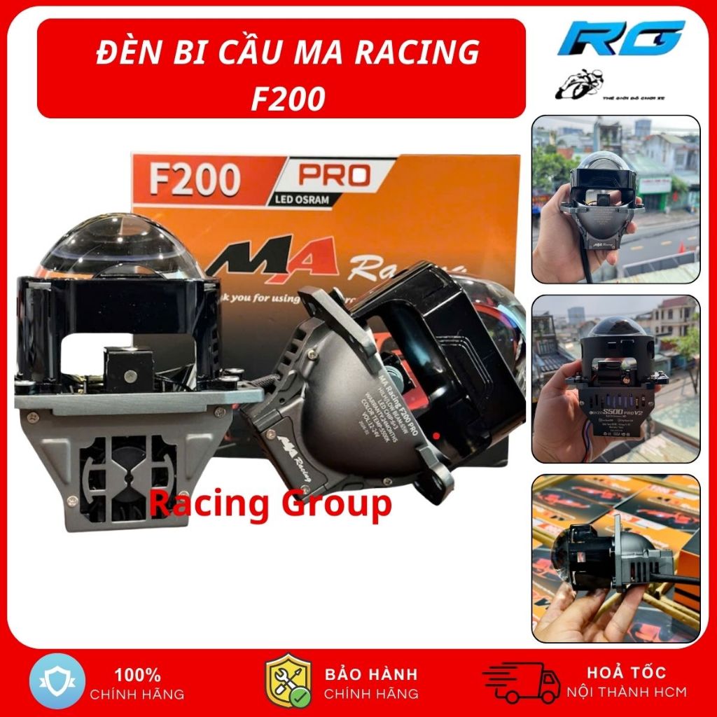 Đèn Led Bi Cầu F200 Pro MA RACING 65W Chính Hãng Siêu Sáng Gom Sáng Tốt Cho Xe Máy BH 2 Năm