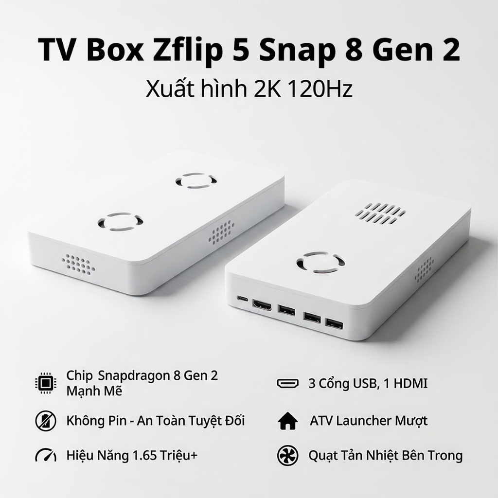 Tivi Box ZFlip5 Snapdragon 8 Gen 2 8/256Gb - ZFlip 5 TV Box Gaming Xuất Hình 2K 120Hz Siêu Mạnh Siêu Mượt