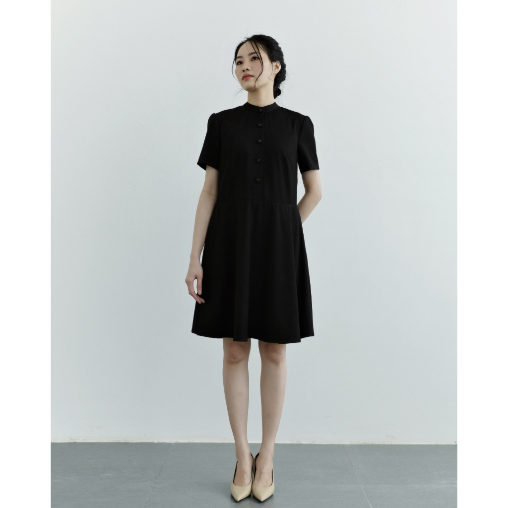 IVORYA - Đầm Cổ Tròn Tay Ngắn, Váy Aline Xòe Nhẹ - YD9770