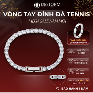  Vòng tay nam nữ Destorm Tennis Vòng tay đôi - Khắc tên thời trang Unisex Thép không gỉ Có hộp quà tặng và túi đựng 