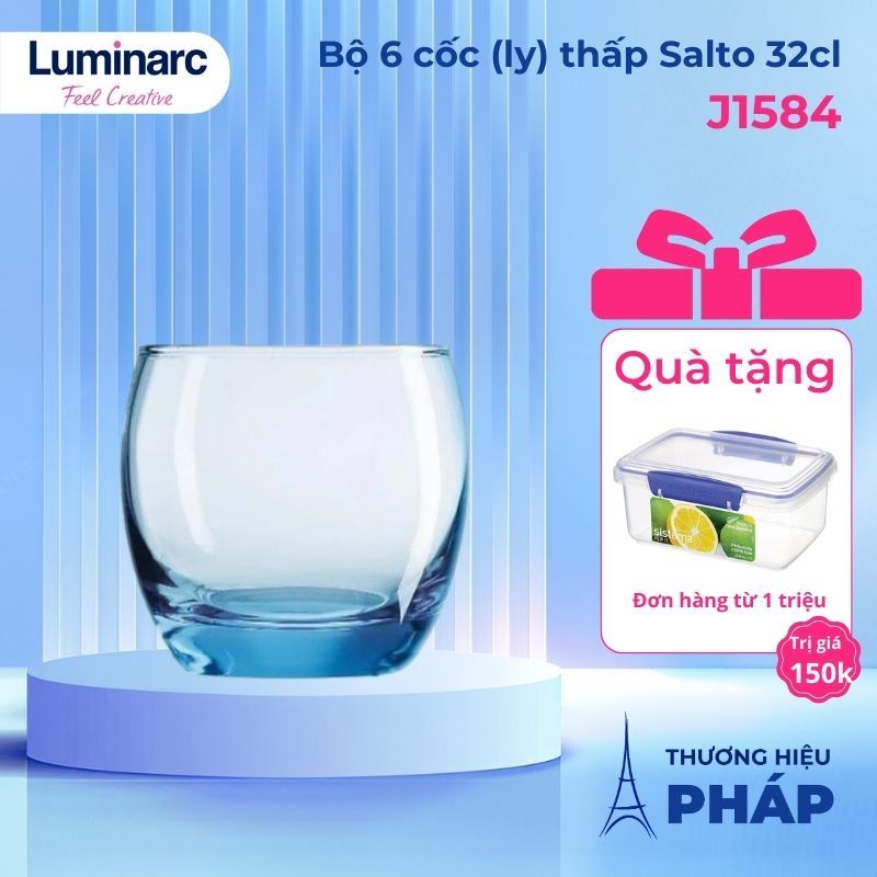 Bộ cốc (ly) thủy tinh Luminarc Salto 6 chi tiết 320ml - J1584 | Hàng chính hãng, thủy tinh chịu lực